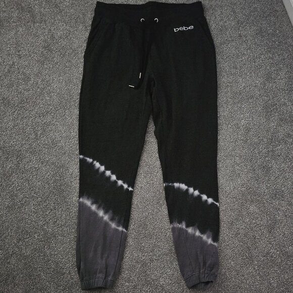 BEBE SPORT dark gray SWEATPANTS tie-dye WHITE light gray POCKETS - Picture 7 of 11